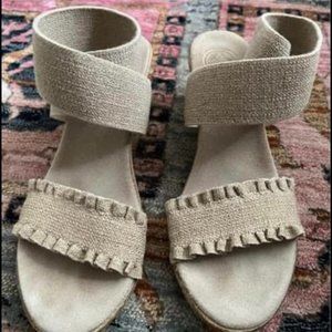 Charleston Shoe Co. -- "linen ruffle wedge"